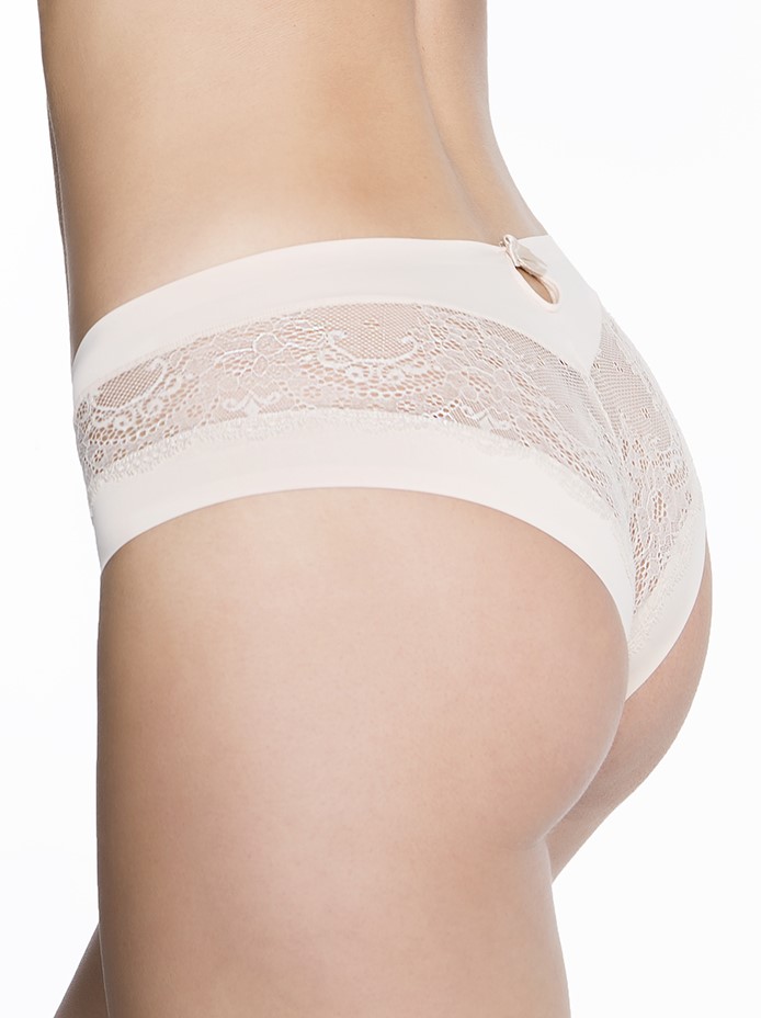 Cueca Altura Média Rendada Kiss Bege