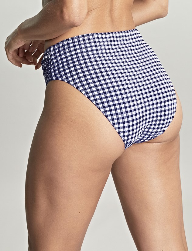 Cueca de Banho de Cintura Média Olivia Navy Gingham