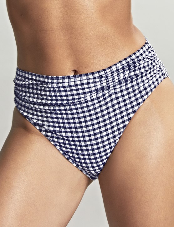 Cueca de Banho de Cintura Média Olivia Navy Gingham