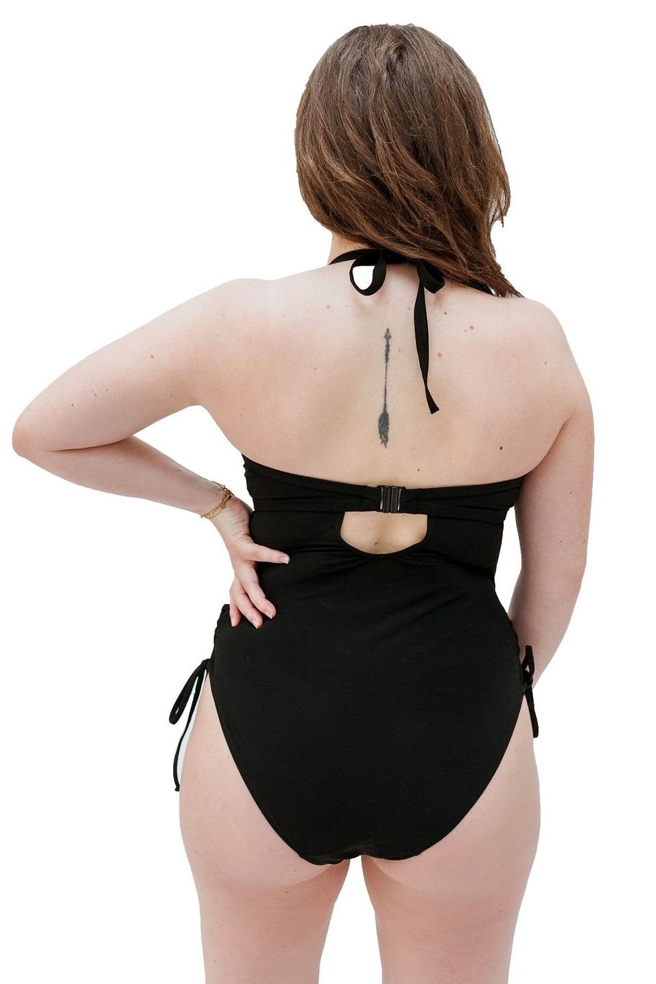 Non-padded Cup Halterneck Swimsuit with Wires Icon Black 3