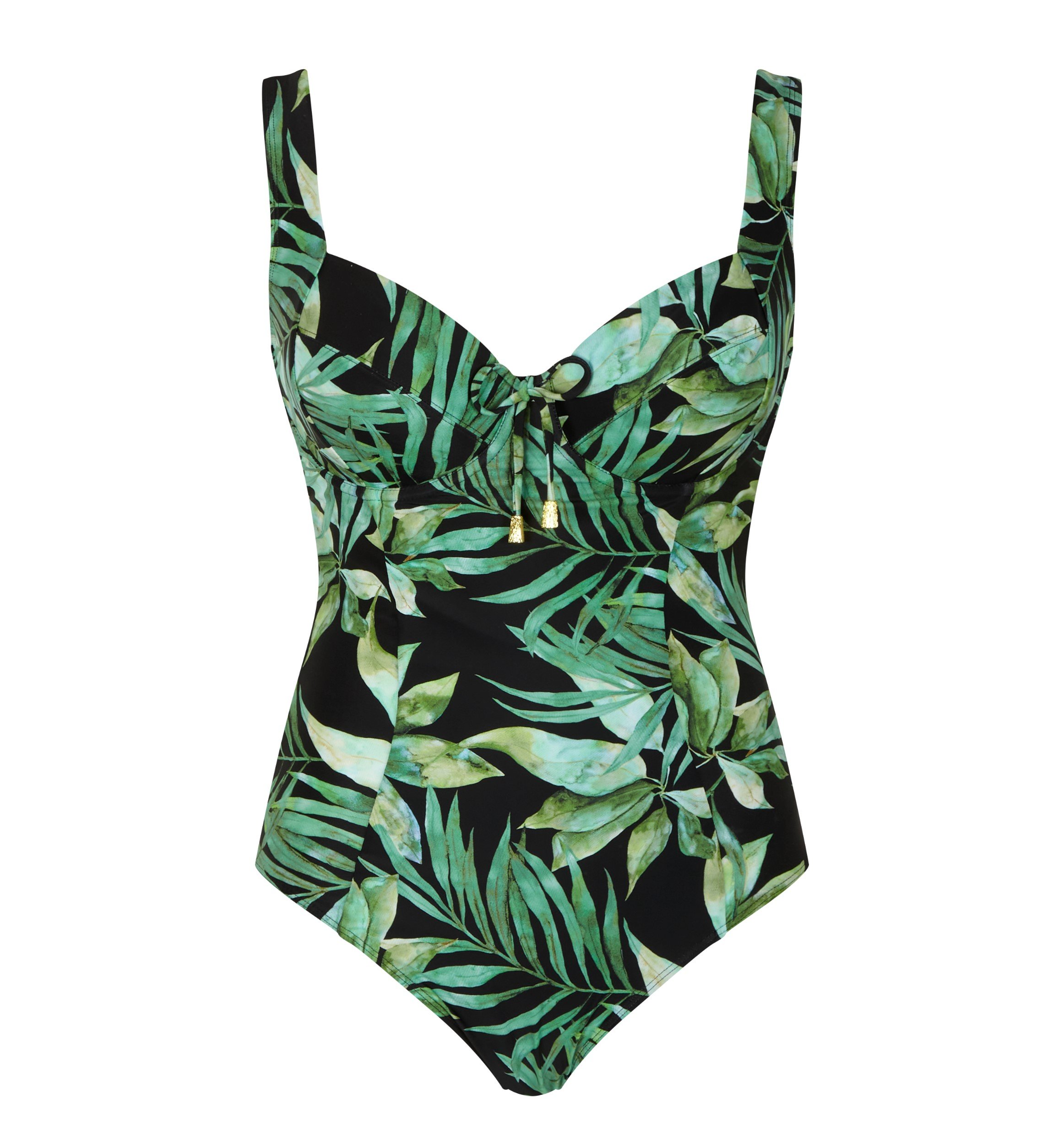 Non-padded Balconnet Swimsuit with Wires Bali Palm Print