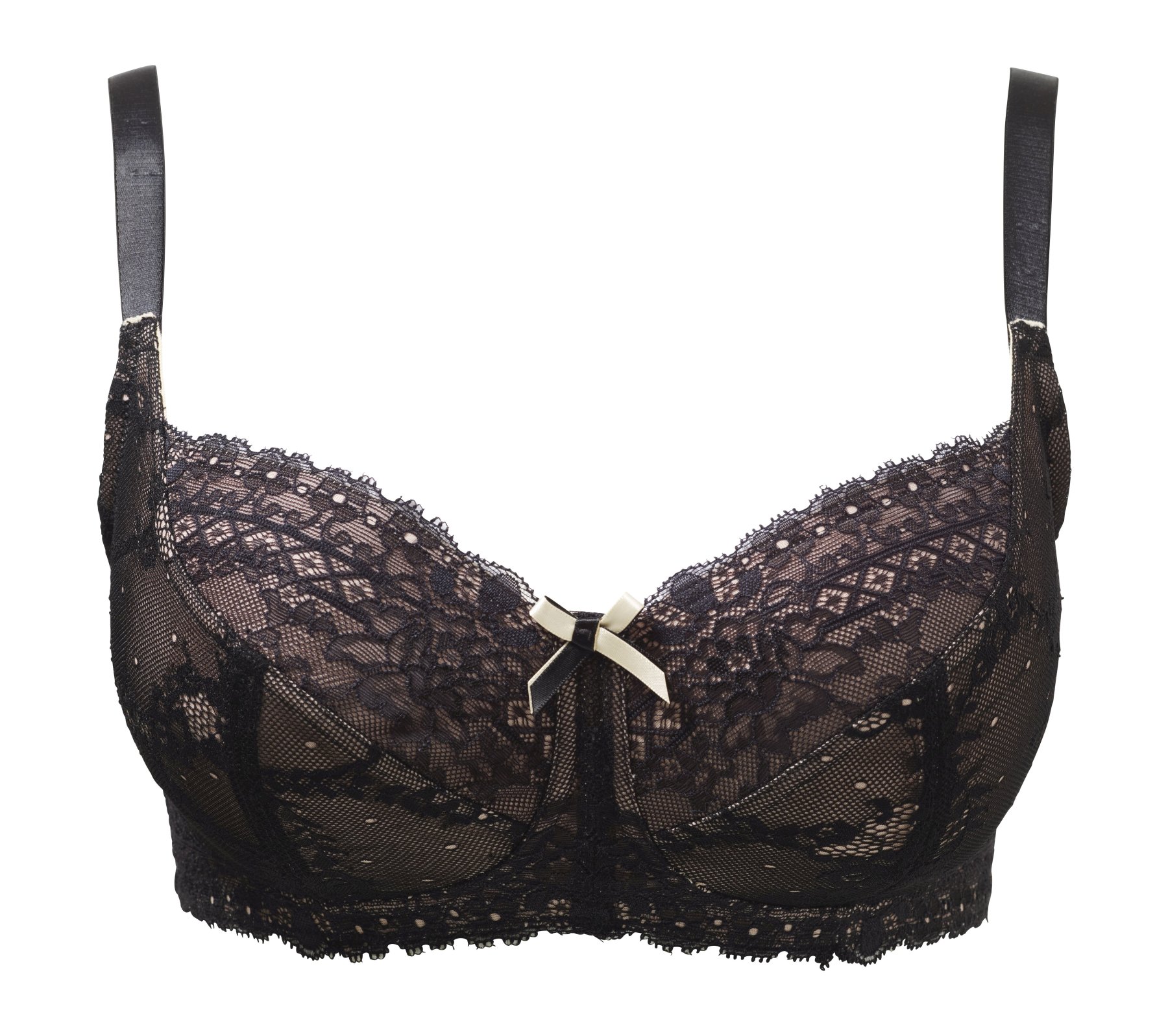 Non-padded and Non-wired Lace Bra Sophie Support Black