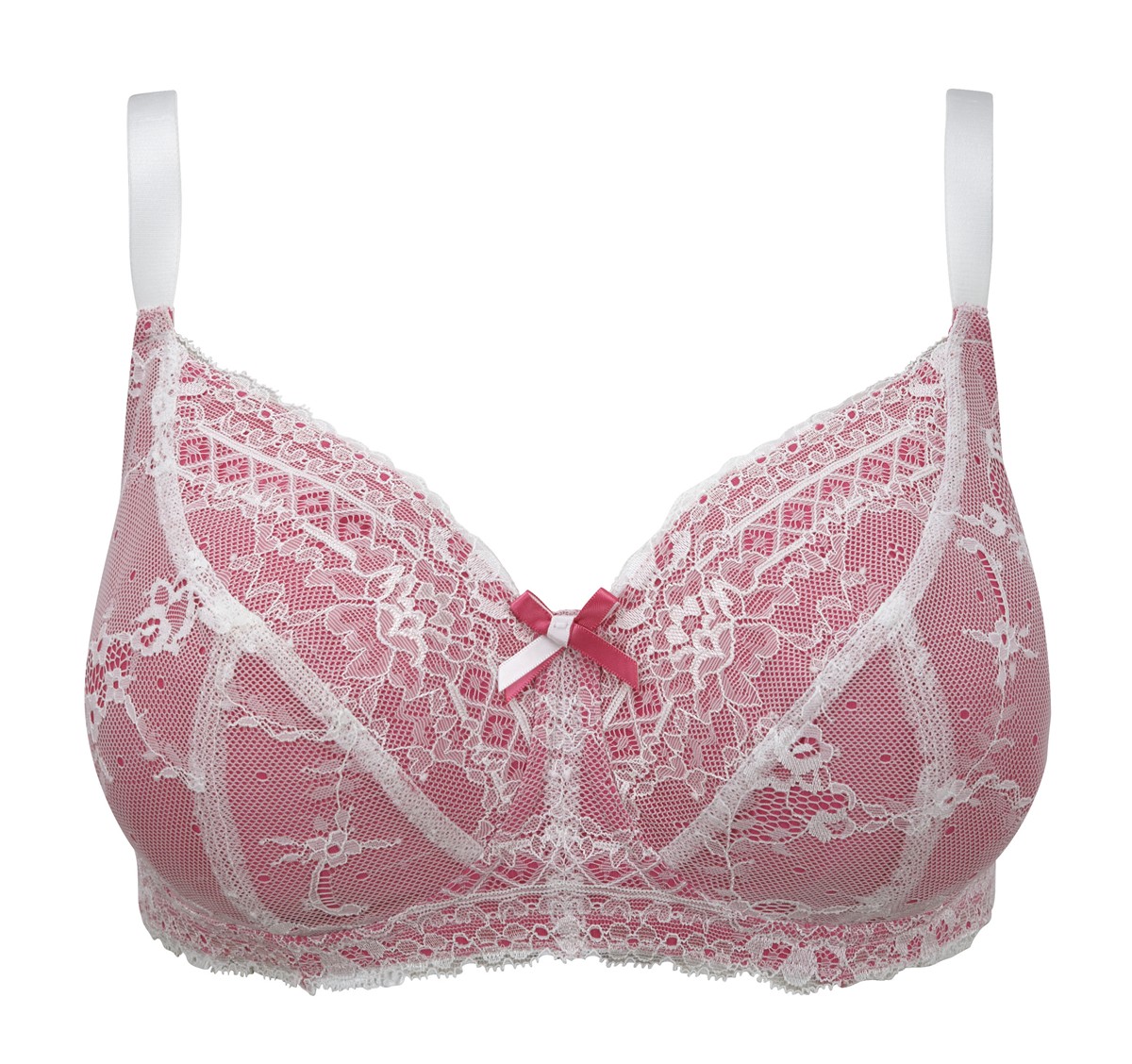 Soutien de Copa Mole Sem Aros Rendado Sophie Support Ivory/Pink