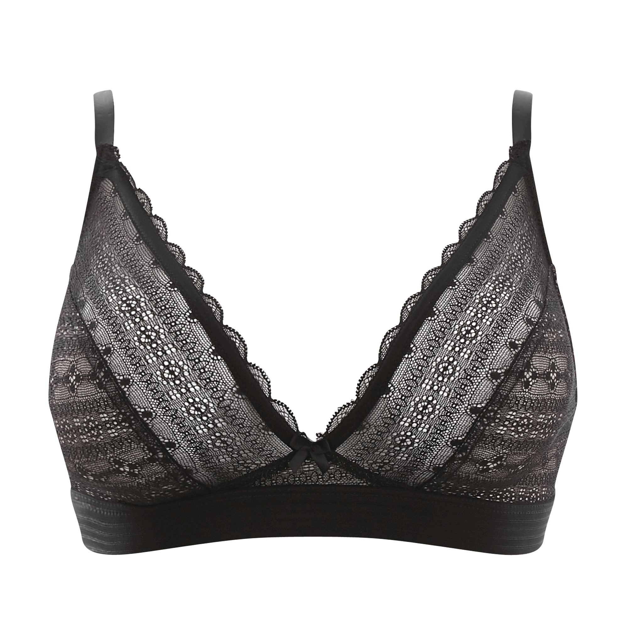 Sujetador Bralette de Copa Suave Sin Aros con Encaje Lyzy Negro