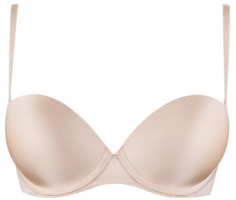 Sujetador Sin Tirantes Push UP con Escote Corazón Beige