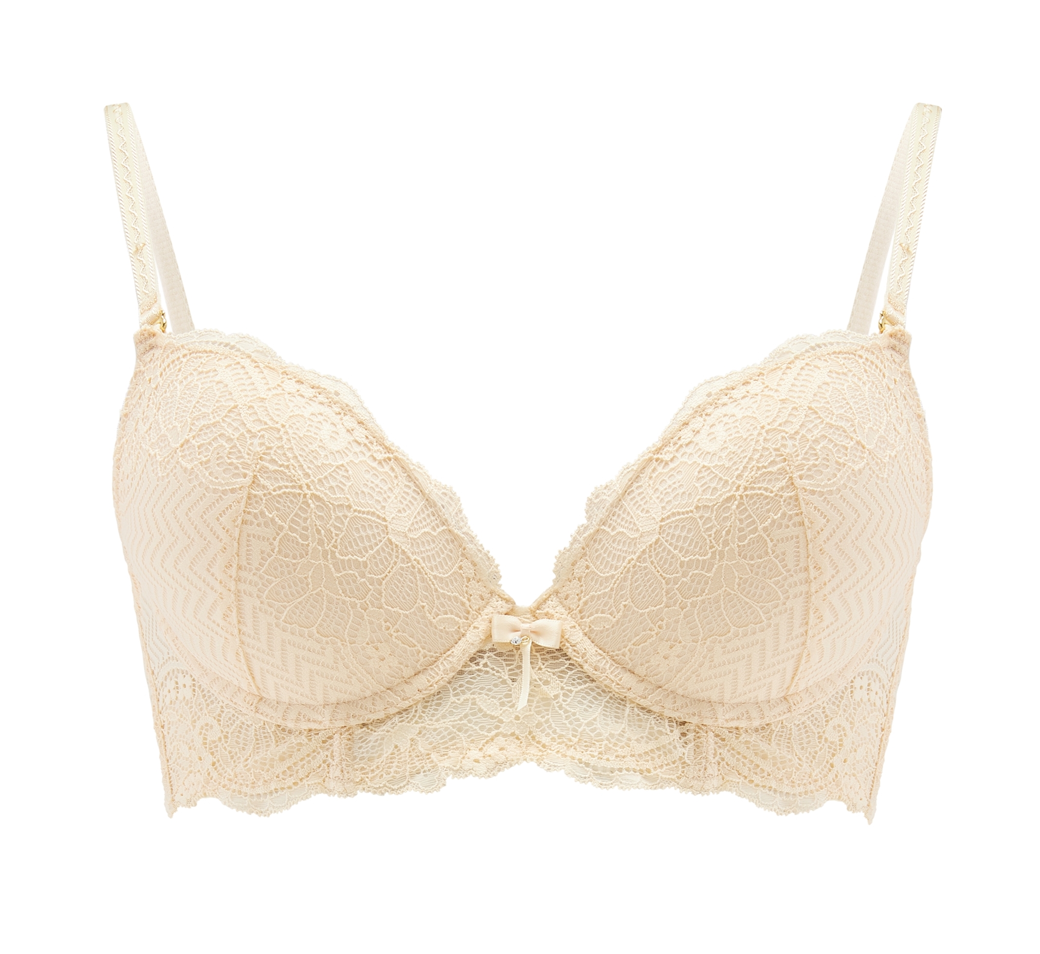 Soutien Rendado Push Up Mini Bustier Bege