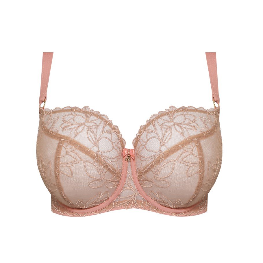 Non-padded Full Cup Bra with Floral Embroidery Paloma Cappuccino