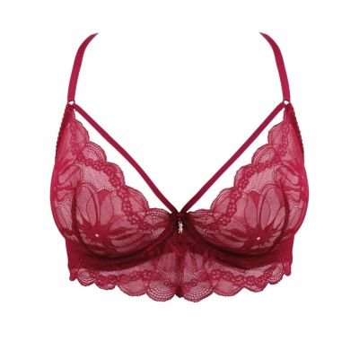Non-Padded Cup Lace Bra with Decolette Charlize Burgundy