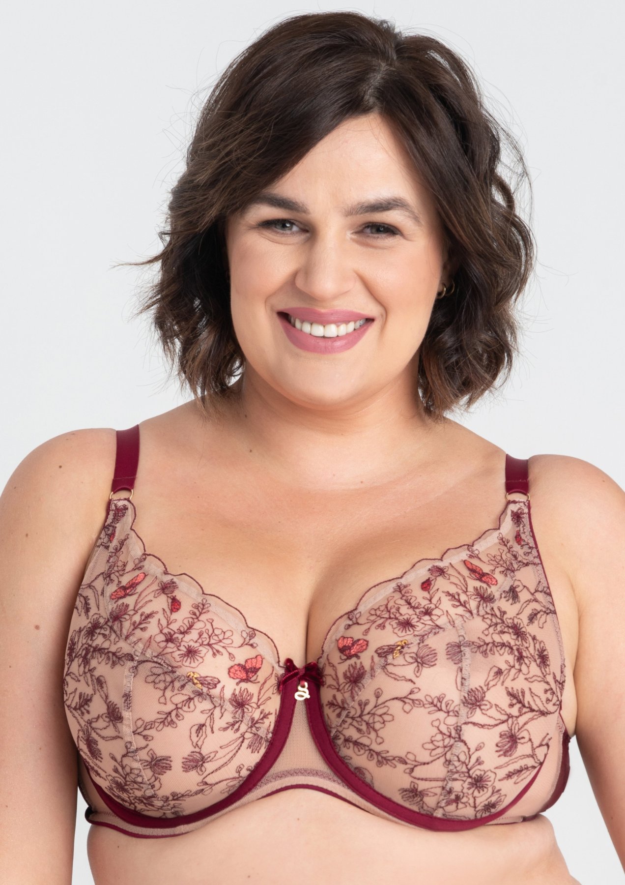 Non-padded Full Cup Bra with Swiss Embroidery Adelina Ruby 1