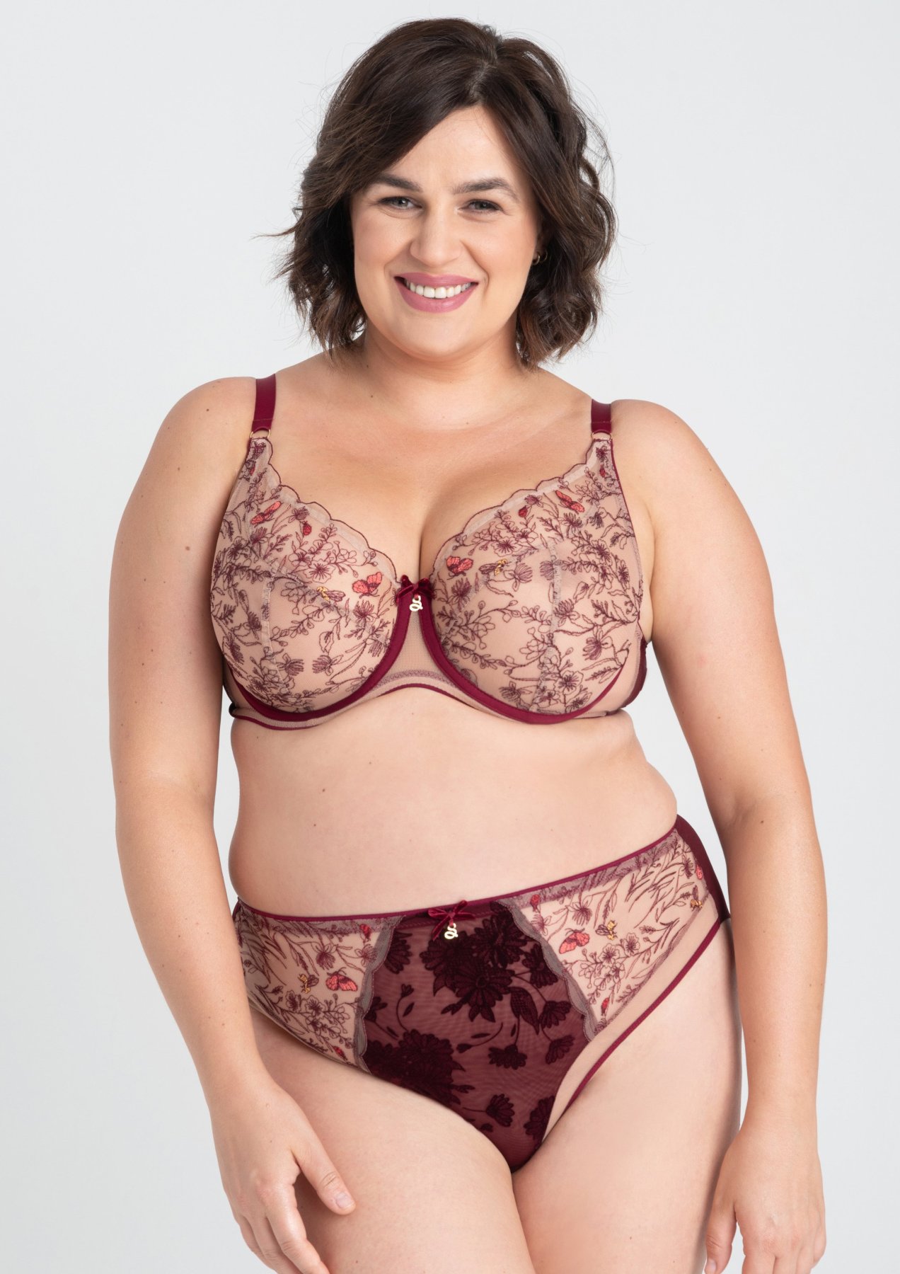 Non-padded Full Cup Bra with Swiss Embroidery Adelina Ruby 2