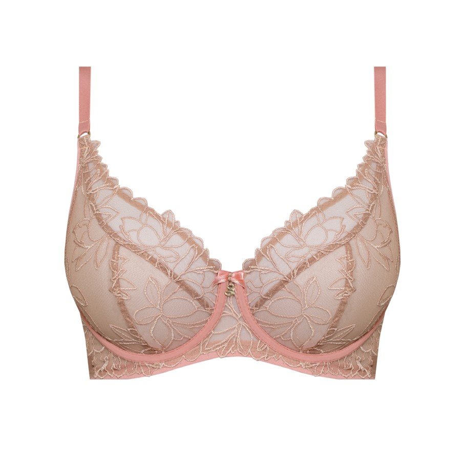 Full Cup Triangle Bra with Floral Embroidery Paloma Cappuccino