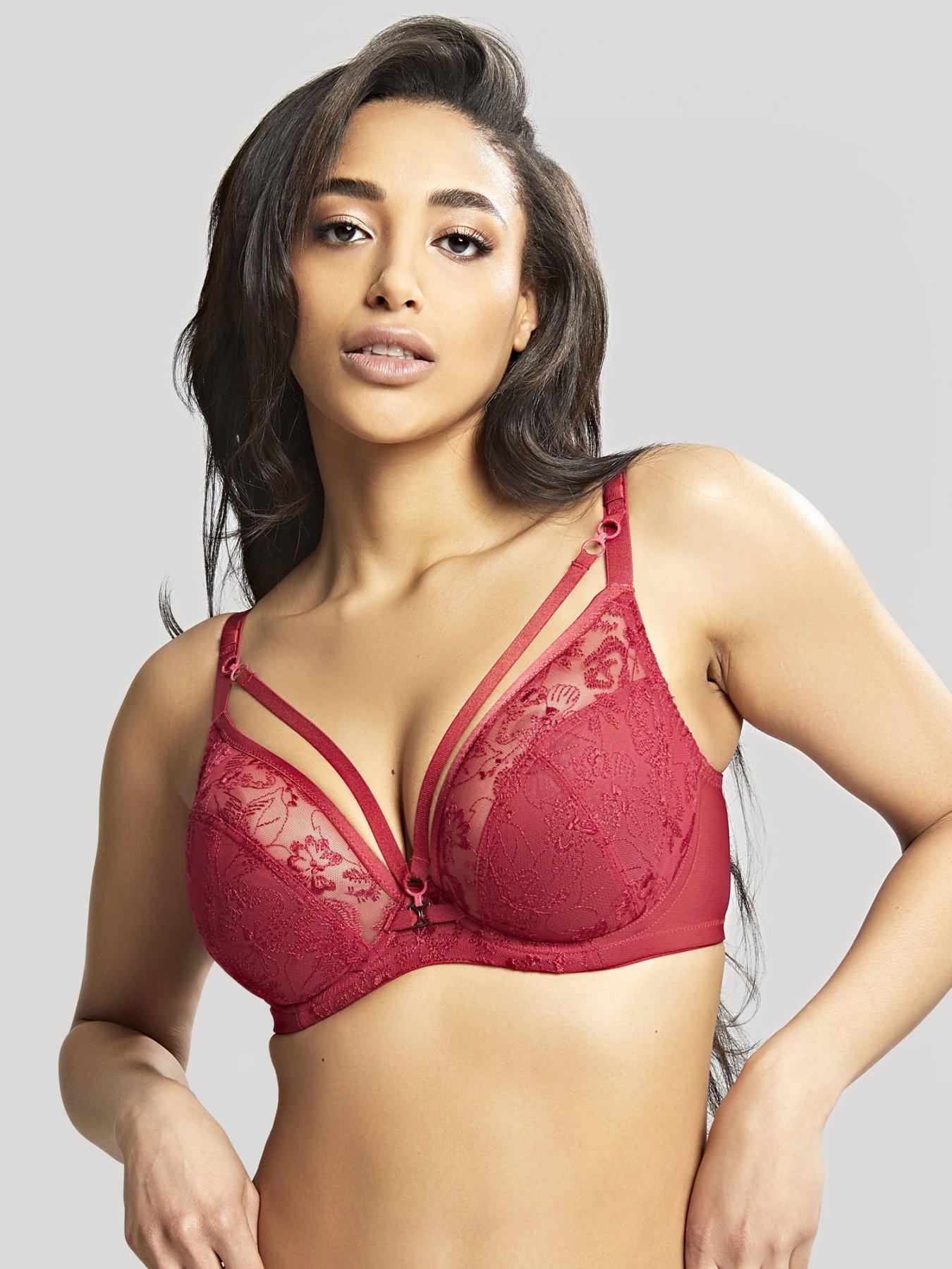 Non-padded Cup Plunge Bra with Decollete Yasmin Ruby