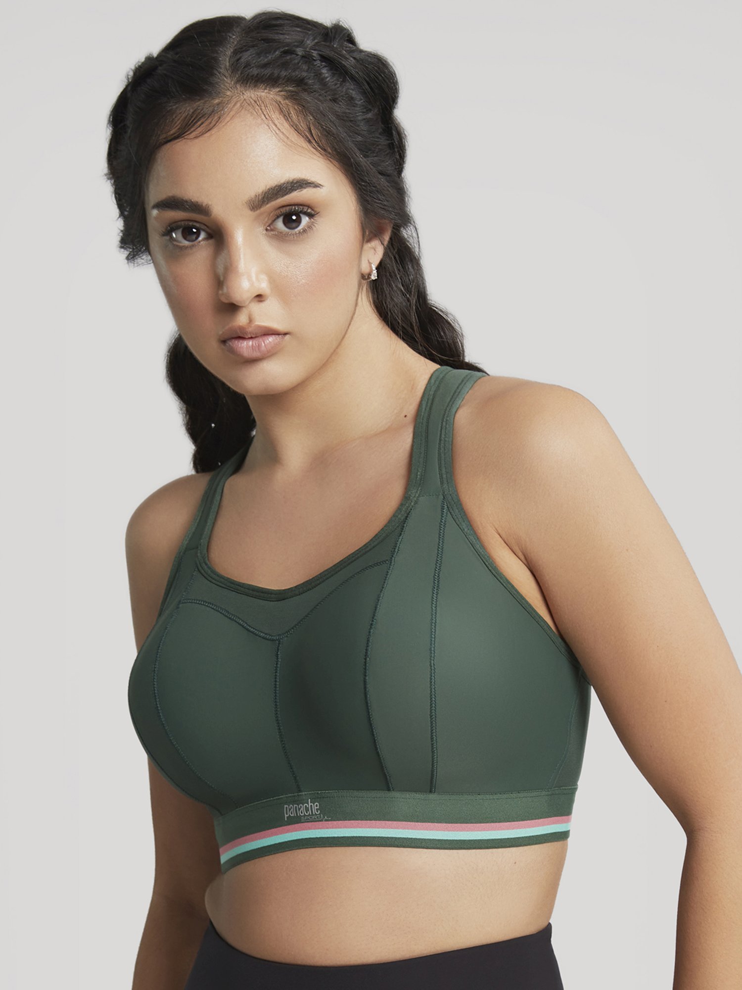 Racer Back Non-Wired Moulded Cup Sports Bra Forest Green 1