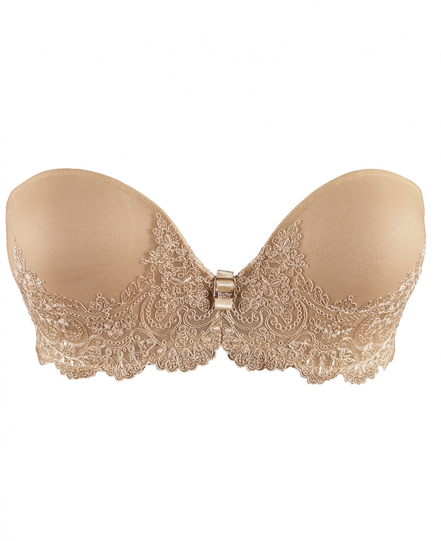 Sujetador Sin Tirantes Escotado con Push Up Doble Heritage Nude