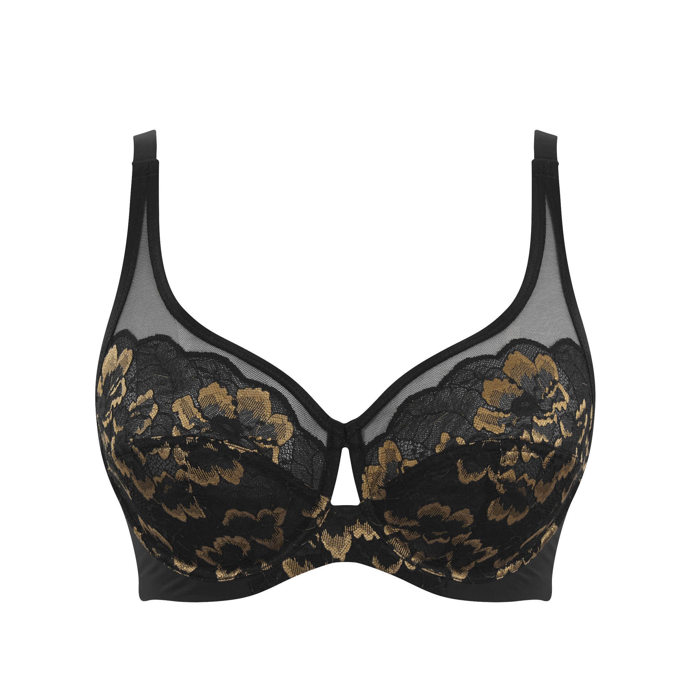 Non-padded Full Cup Lace Bra Sabrina Noir/Vintage Gold