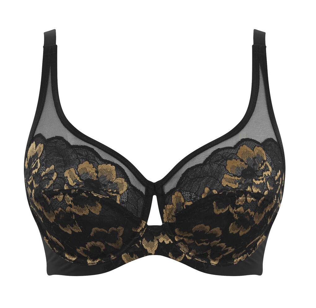 Non padded Full Cup Lace Bra Sabrina Noir Vintage Gold