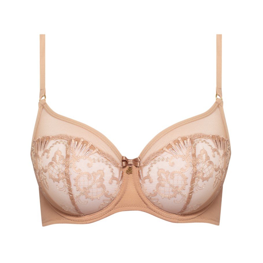 Non-padded Full Cup Bra with Swiss Embroidery Perla Cappuccino