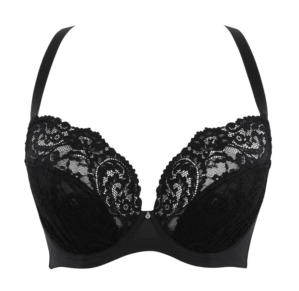 Non-padded Floral Lace Plunge Bra Addison Noir