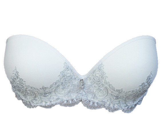Heritage Silver Strapless Low-Cut Neckline Bra with Push Up