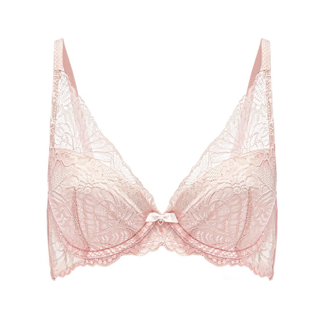 Plunge Bra with Removable Push Up Pocket Up Pink