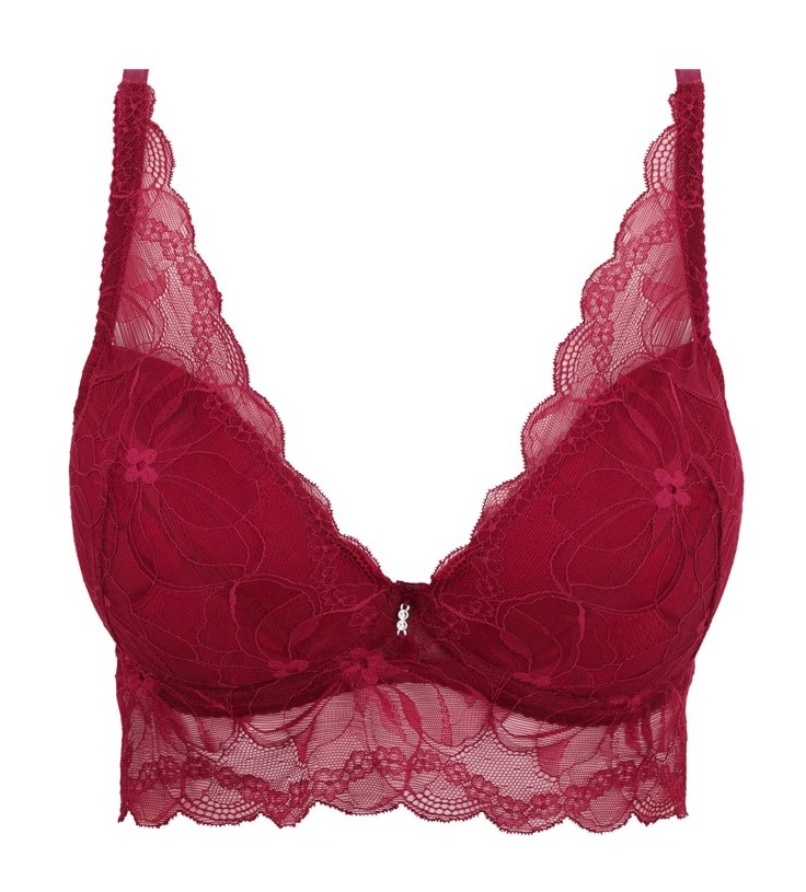 Soutien com Cós e Push Up Removível Rendado Charlize Burgundy