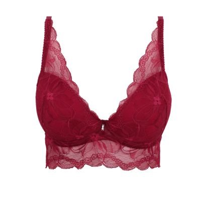 Semi-corset Lace Bra with Removable  Push Up Charlize Burgundy