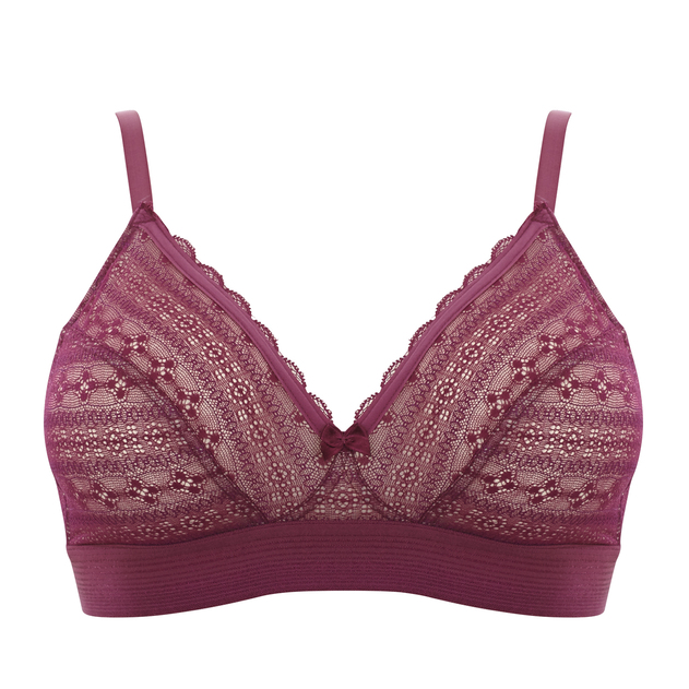 Sujetador Triangular con Encaje de Copa Suave Sin Aros Lyzy Wine